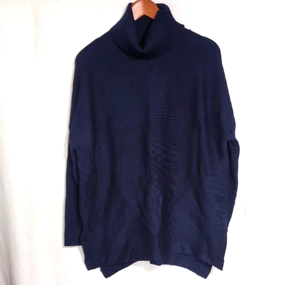 Lillusory Navy Blue Ribbed Oversized Turtleneck Sweater Size Medium New with Tag - Picture 1 of 4
